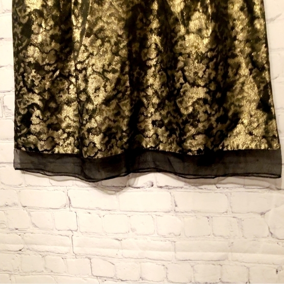 Donna Ricco Black Gold Sleeveless Dress A Line Empire Metallic Women's Size 8 - Picture 6 of 12